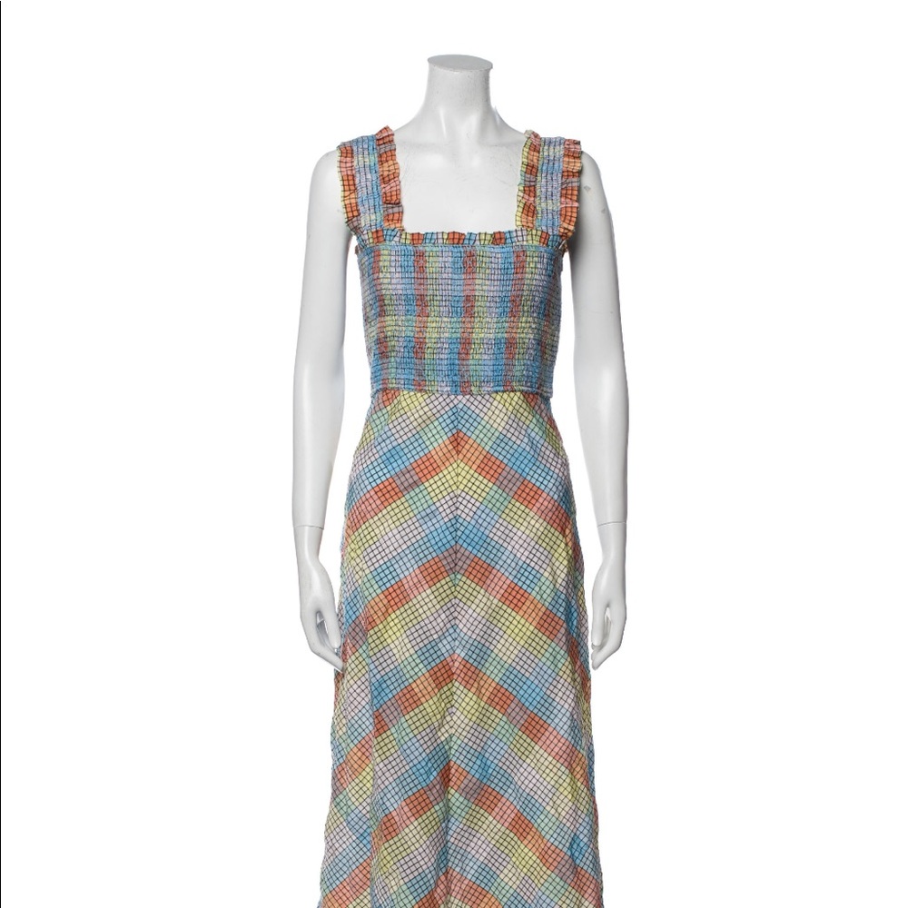 Ganni Plaid Rainbow Dress size Small